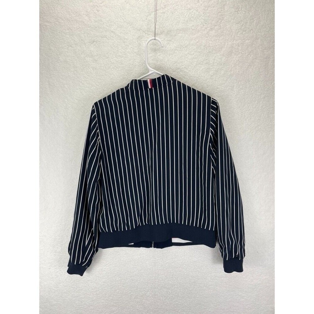 Tommy Hilfiger Reversible Bomber Jacket Women's M Navy White Stripe Full Zip - Picture 9 of 11